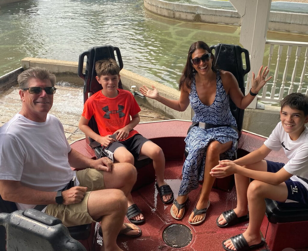 Children enjoying a sunset during a family vacation